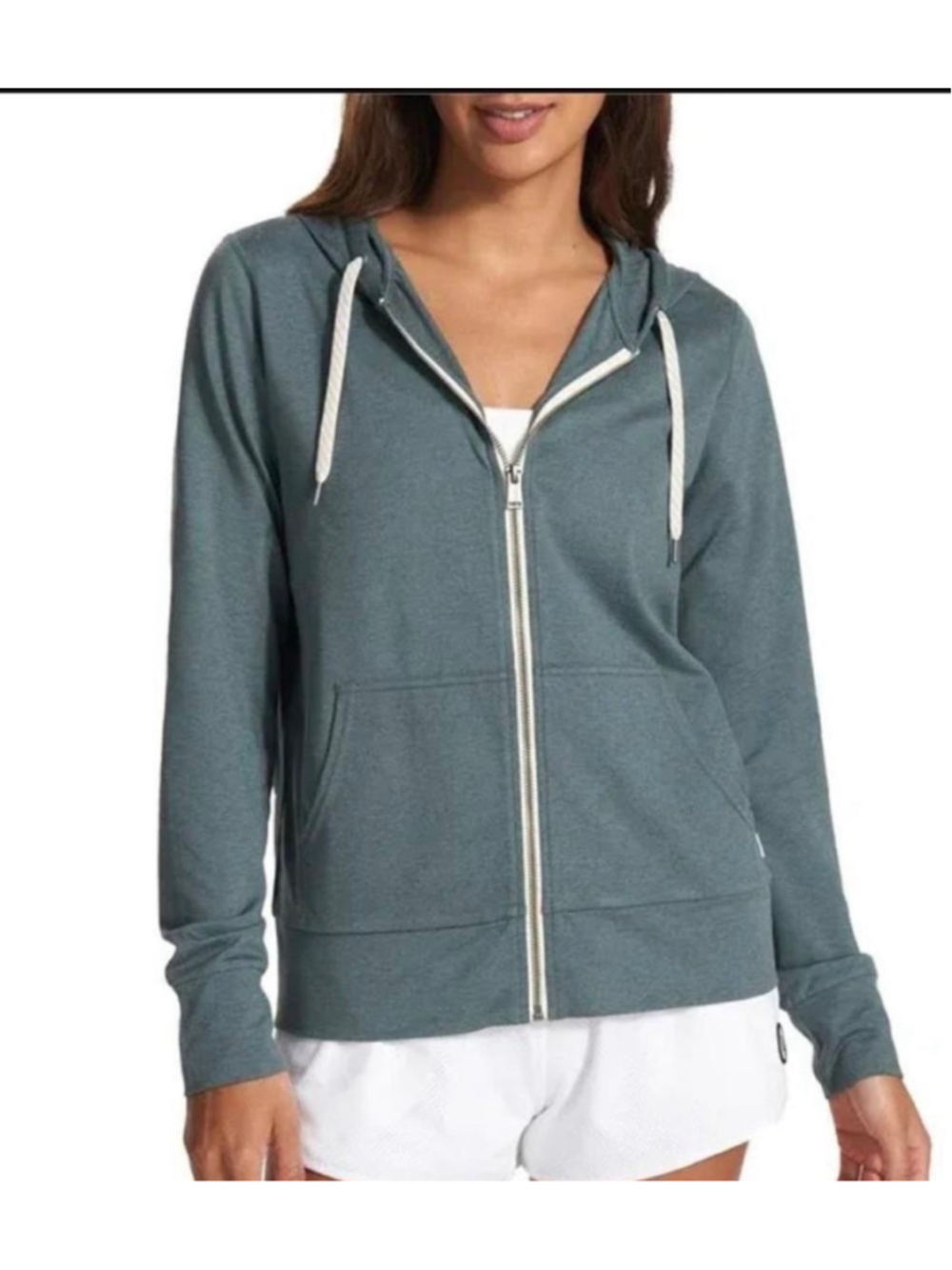 Women's Vuori DreamKnit Halo Performance Zip-Up Hoodie, Blue/Green, size Large